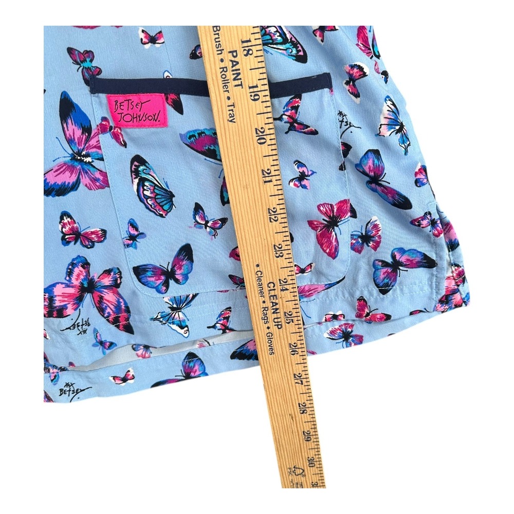 Betsey Johnson Light Blue Butterfly Print Short Sleeve Top - Picture 9 of 14